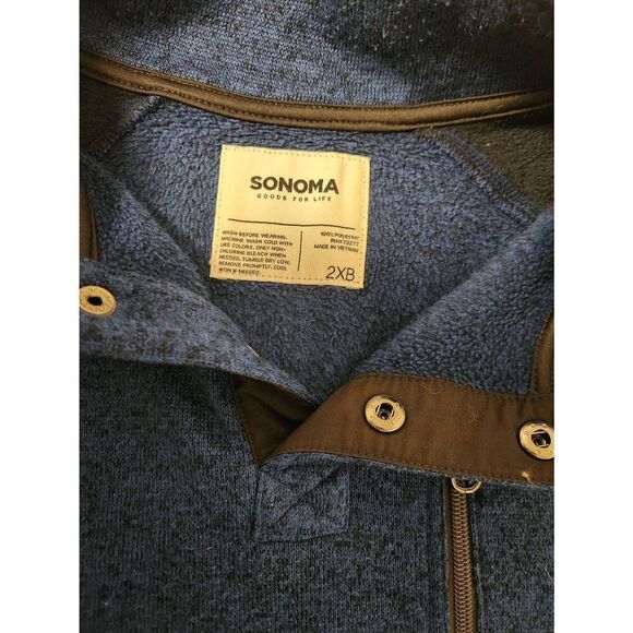 Sonoma 2X  Goods For Life® Supersoft Modern-Fit Button Mockneck Sweater Fleece P - Picture 3 of 6